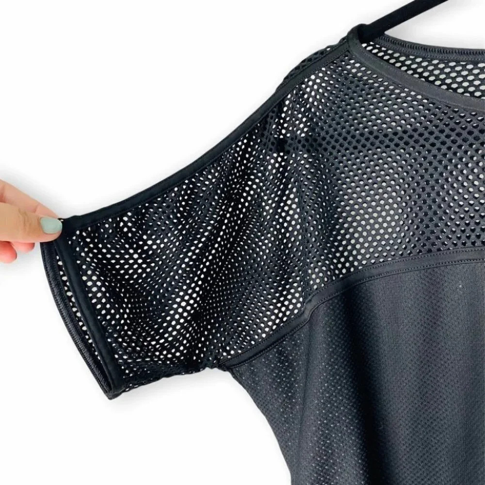 Puma  XS Mesh Sleeve/Back Crop Top Tee Marble Band - Picture 5 of 6